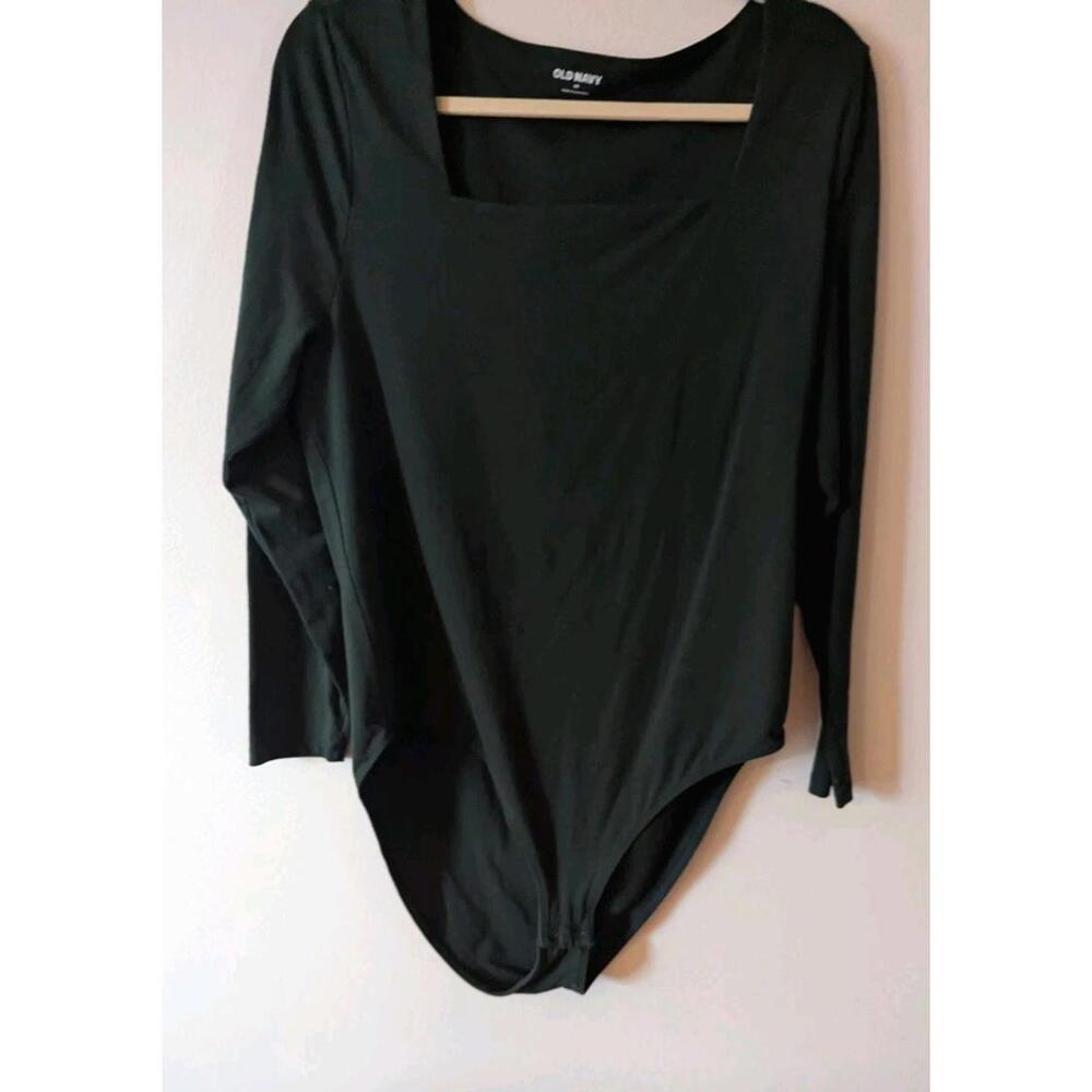 Old Navy Green Square Neck Long Sleeve Ribbed Bodysuit  2X